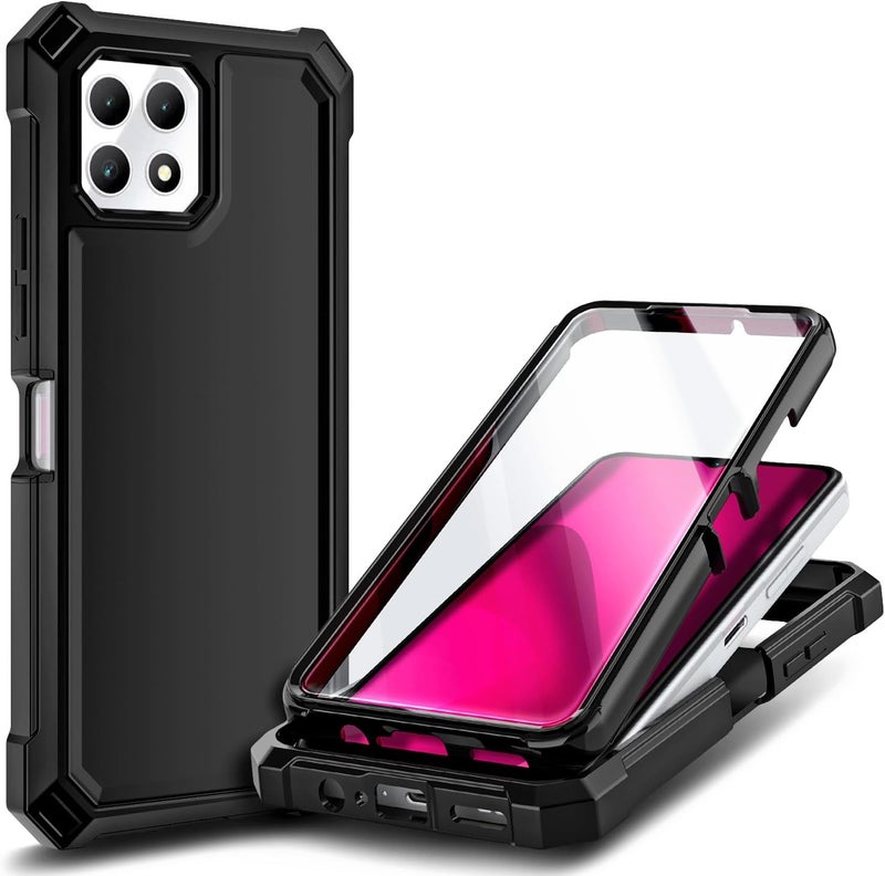 NZND حافظة هاتف مصممة لـ T-Mobile REVVL 7 (REVVL 7 5G)، سوداء | مع واقي شاشة، حماية كاملة ضد الصدمات، غلاف مقاوم للصدمات، غطاء واقي من الصدمات - Image 1